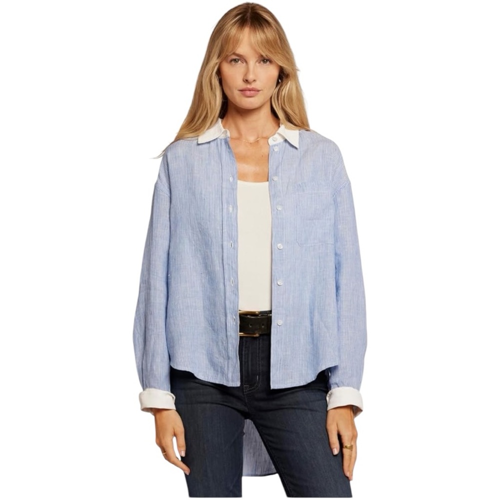 Current/Elliott Women’s The Candid Long Sleeve Linen Shirt Size Small